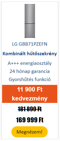LG GBB71PZEFN Alulfagyasztós kombinált hűtőszekrény, Inox